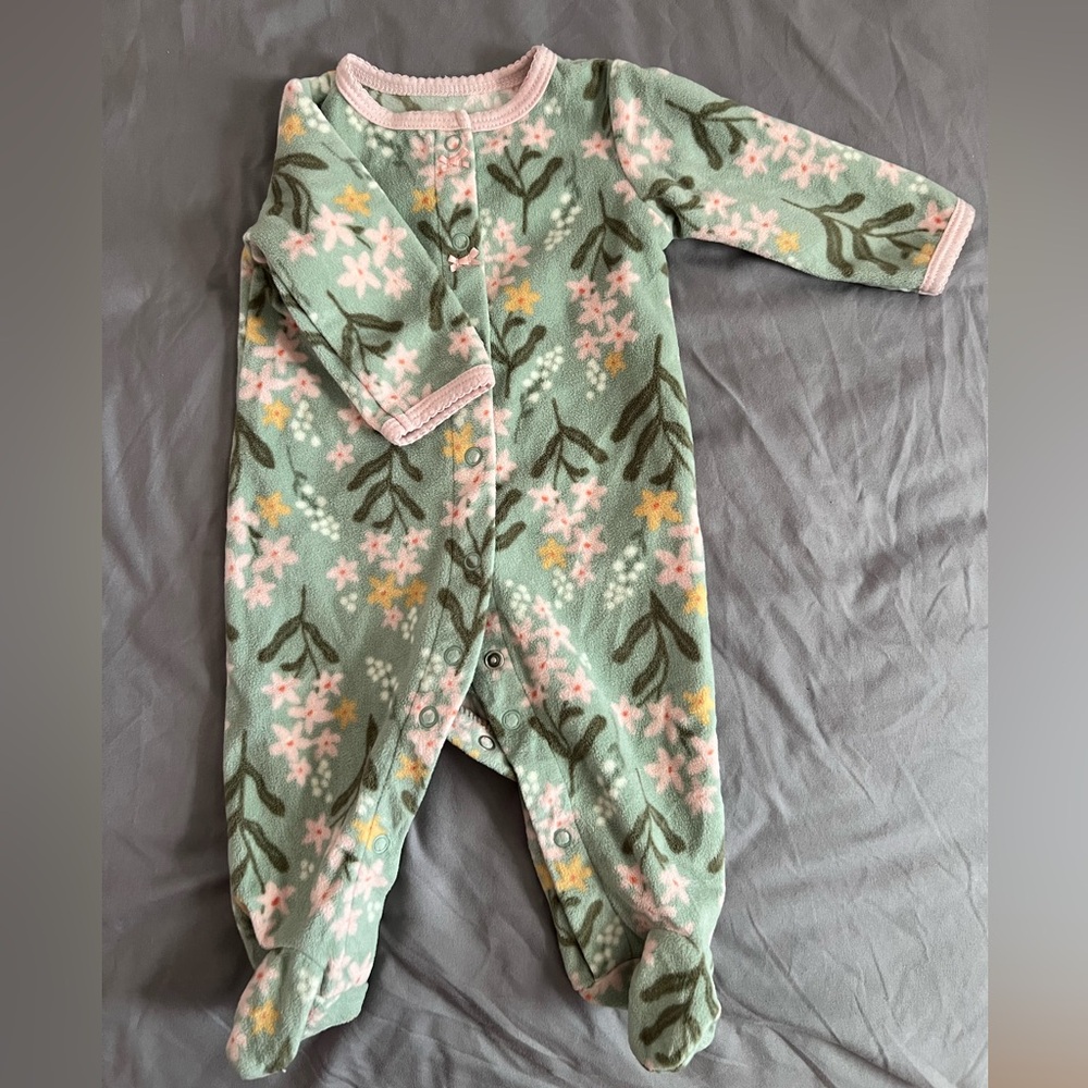 3 Month baby girl Floral Print fleece onesie